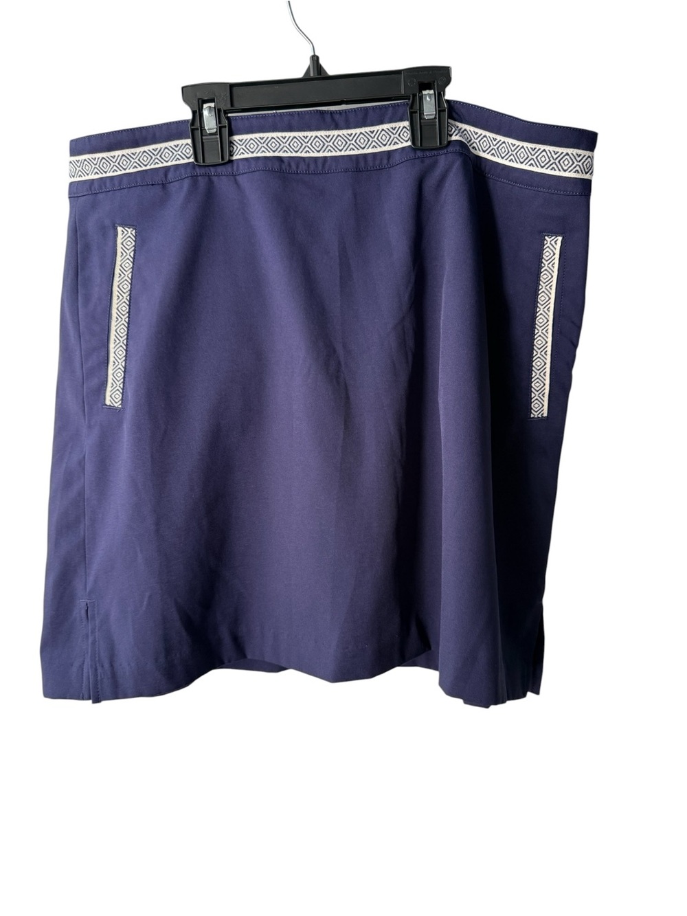 Lady Hagen Navy Mini Skort with White Geometric Trim Size 8